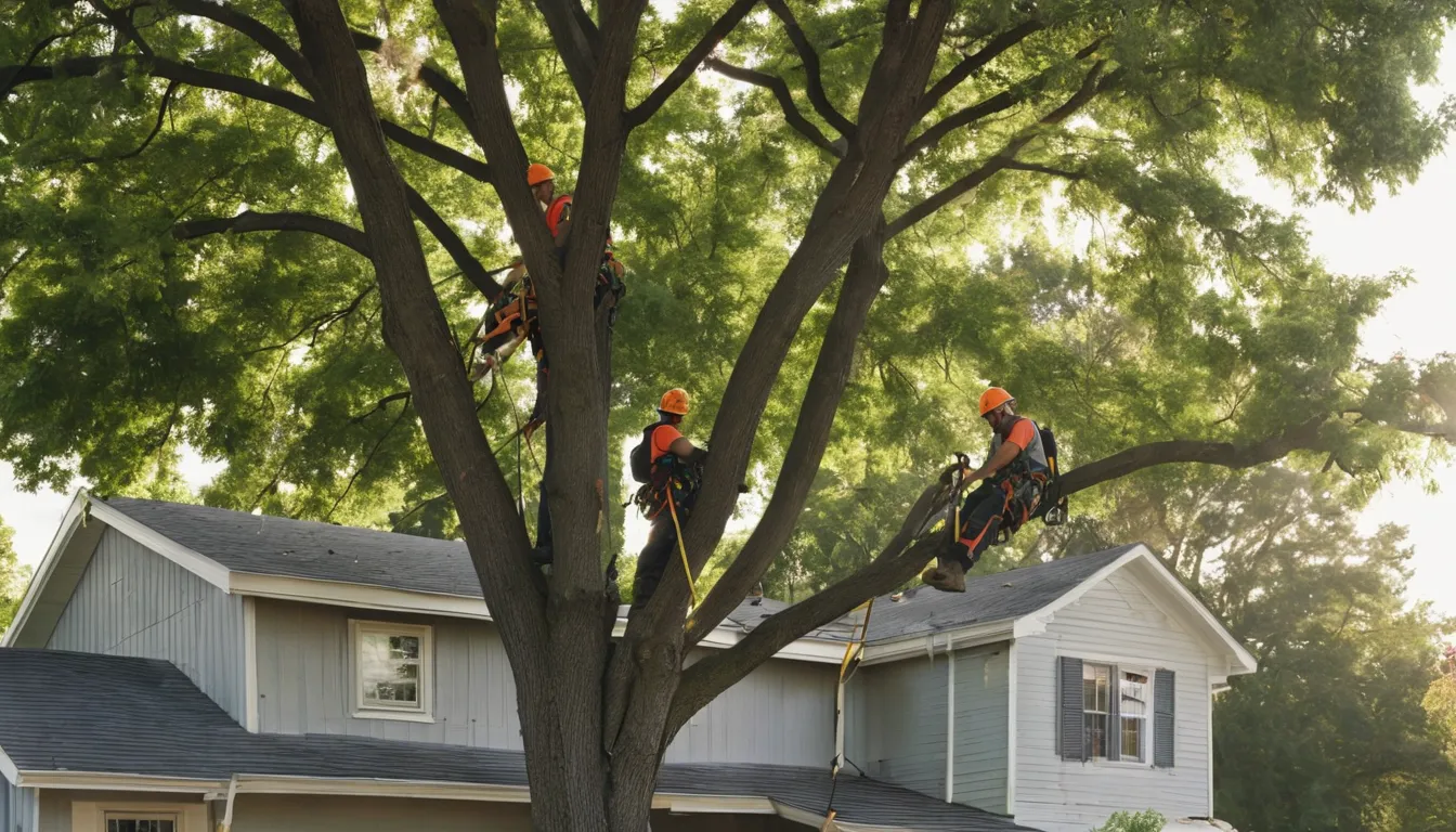 A tree removal provider working safely near a home in St. Louis